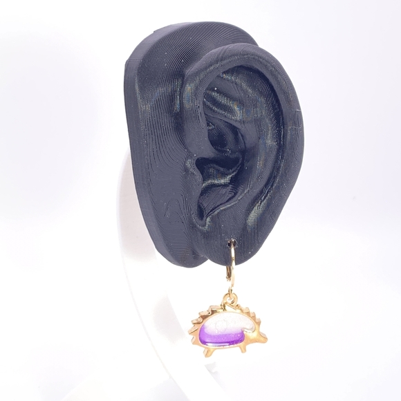 Purple Hedgehog Earrings - Picture 2 of 5
